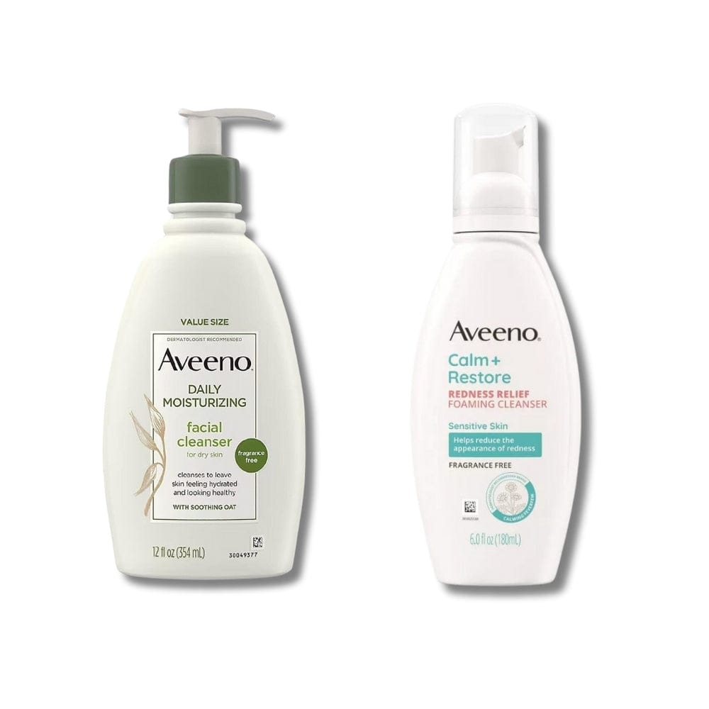 Aveeno Daily Moisturizing Unscented Facial Cleanser 354 ml &  Anti-Redness Face Wash Foam 180ml