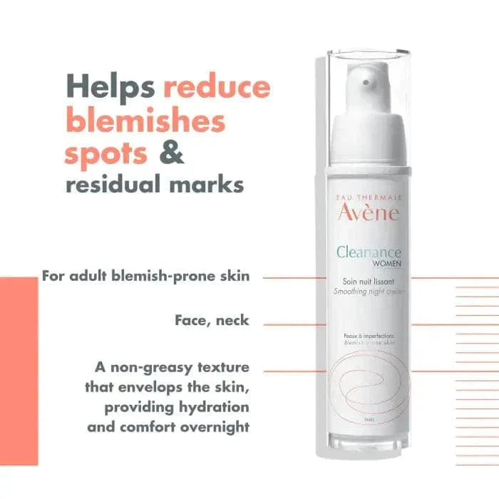 Avene Cleanance Woman Night Care Cream for Irregular Skin 30 ml -2 Pack