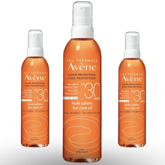Avene Huile Solaire Sun Care Oil Spf 30 200 ml Tanning Oil -3 Pack
