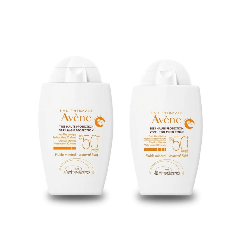 Crème solaire liquide minérale Avène SPF 50+, 40 ml, lot de 2