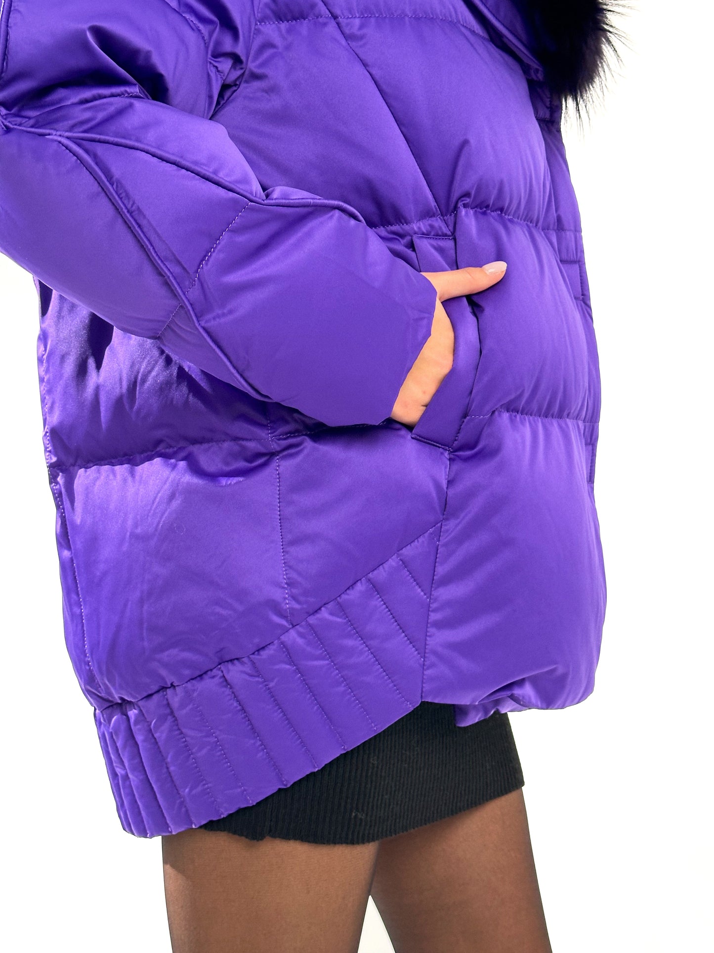 Manteau en duvet de renard argenté véritable de qualité supérieure