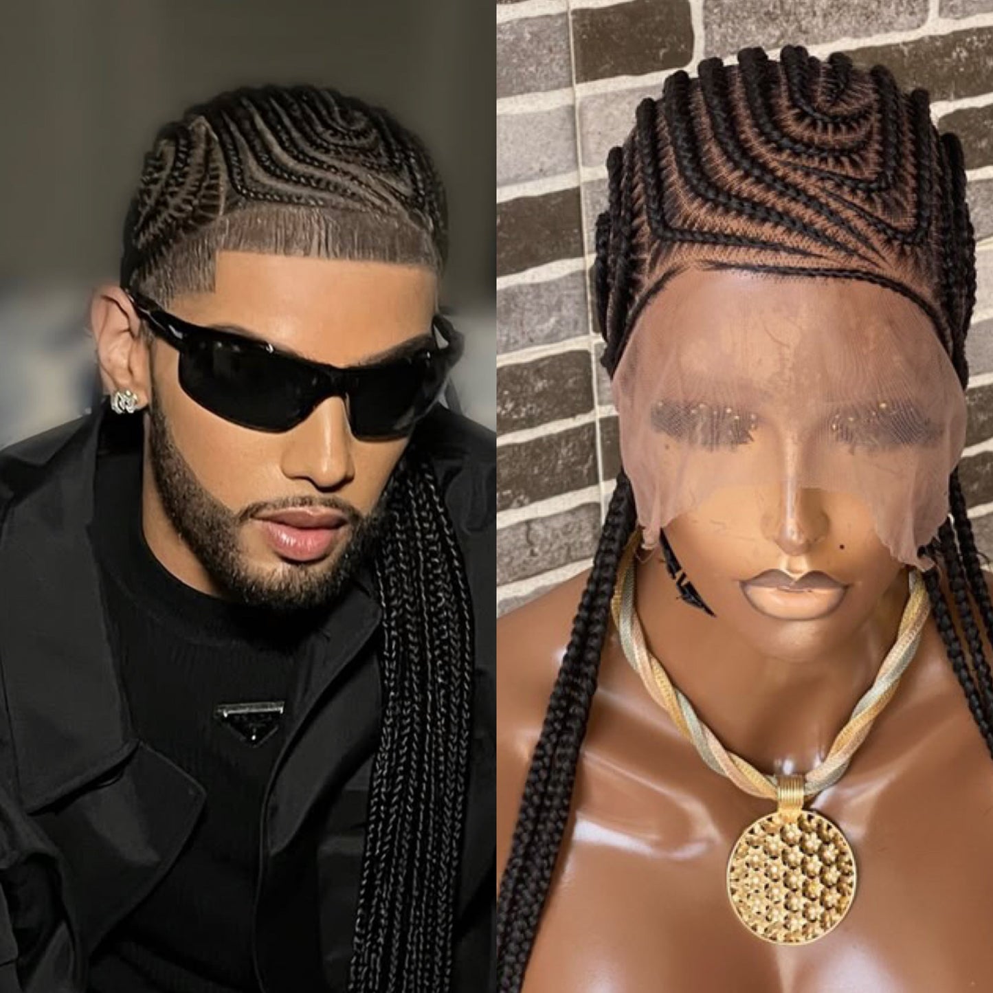 Feeding Braid Wig (Medium Brown Full Lace) Color 1B, Waist Length - Sharon