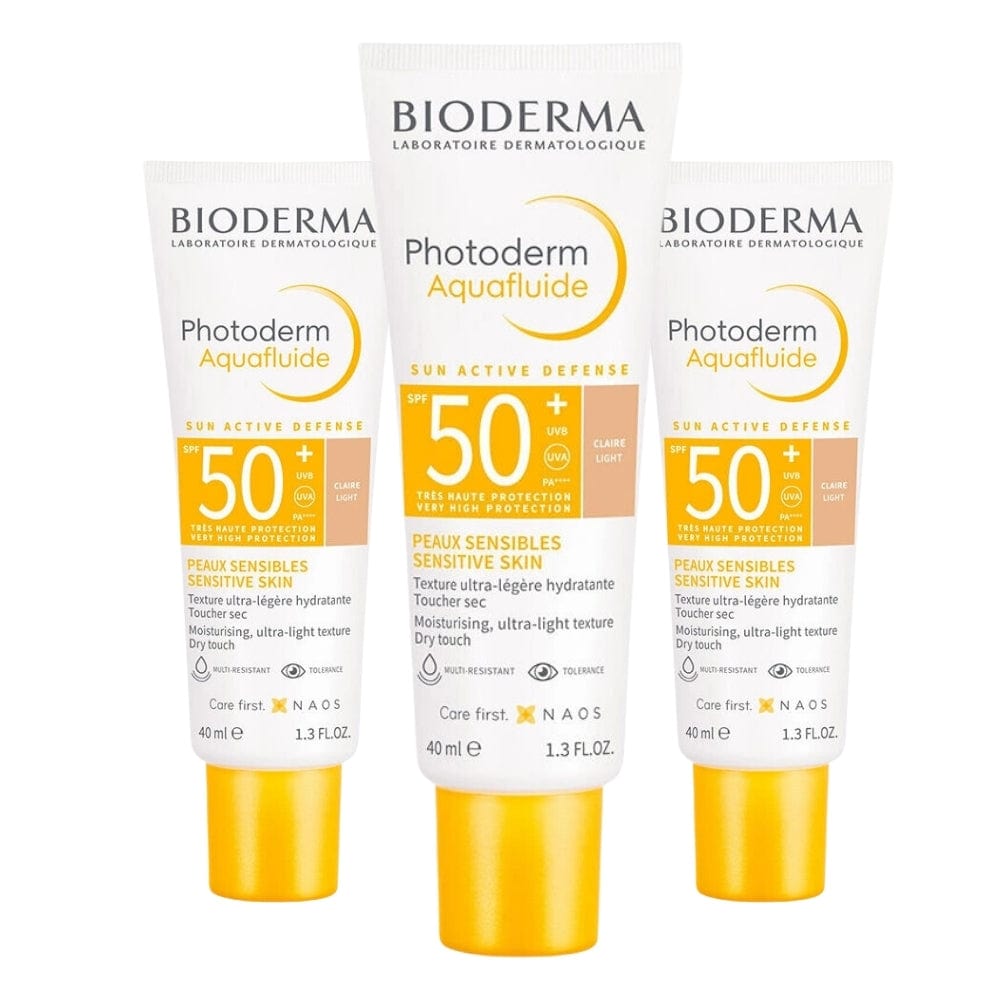 Bioderma Photoderm SPF 50+ Aquafluide Crème Solaire Teintée 40 ml Light - Pack de 3