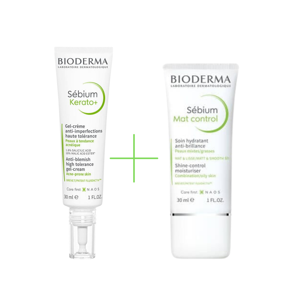 Bioderma Sebium Kerato+ Gel Cream for Acne Prone Skin 30ml + Bioderma Sebium Mat Control 30ml