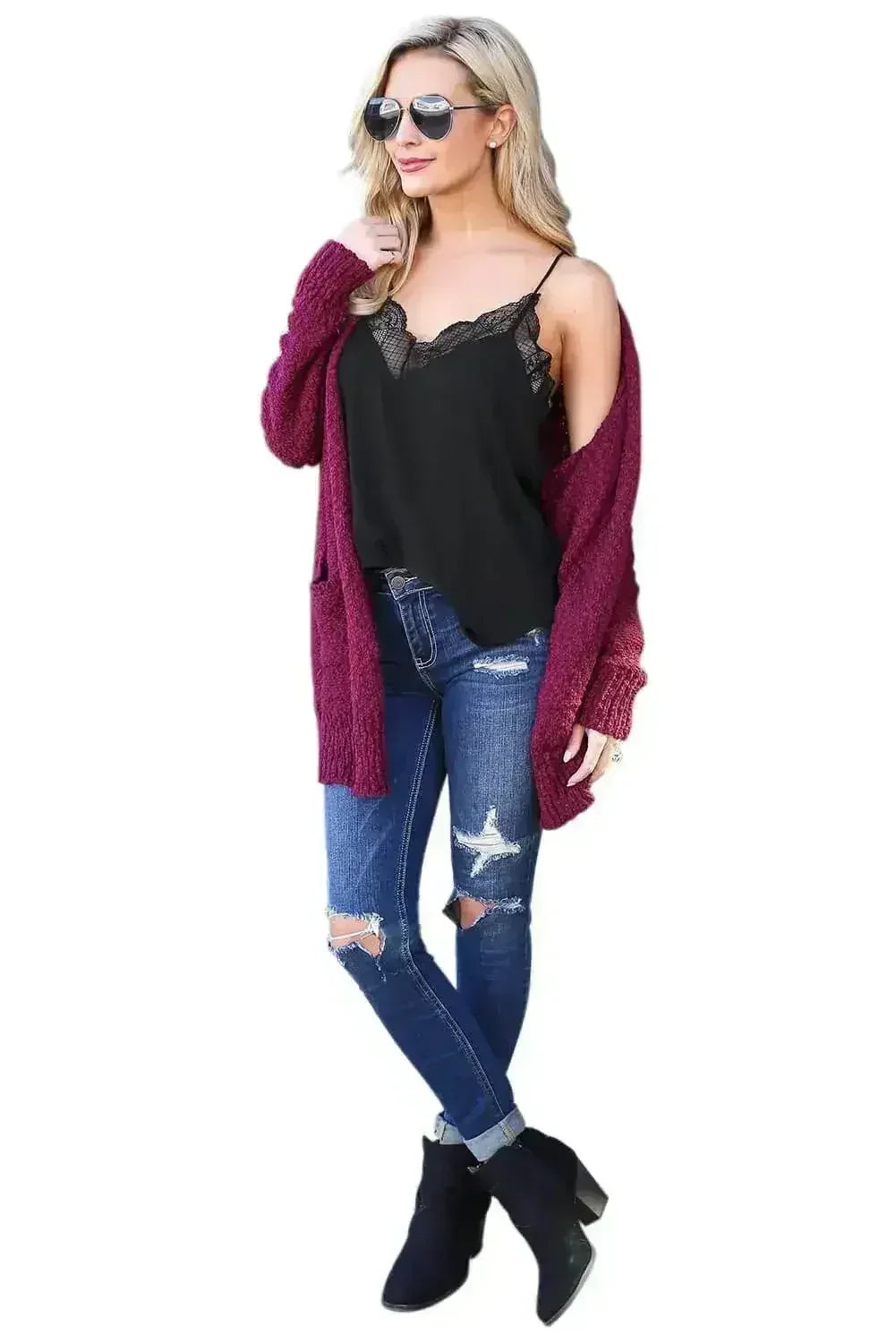 Black Delicate Balance Lace Cami Tank Top