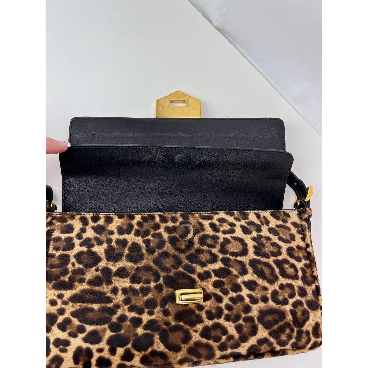 Prada Cavallino Leopard calf Hair Shoulder Bag