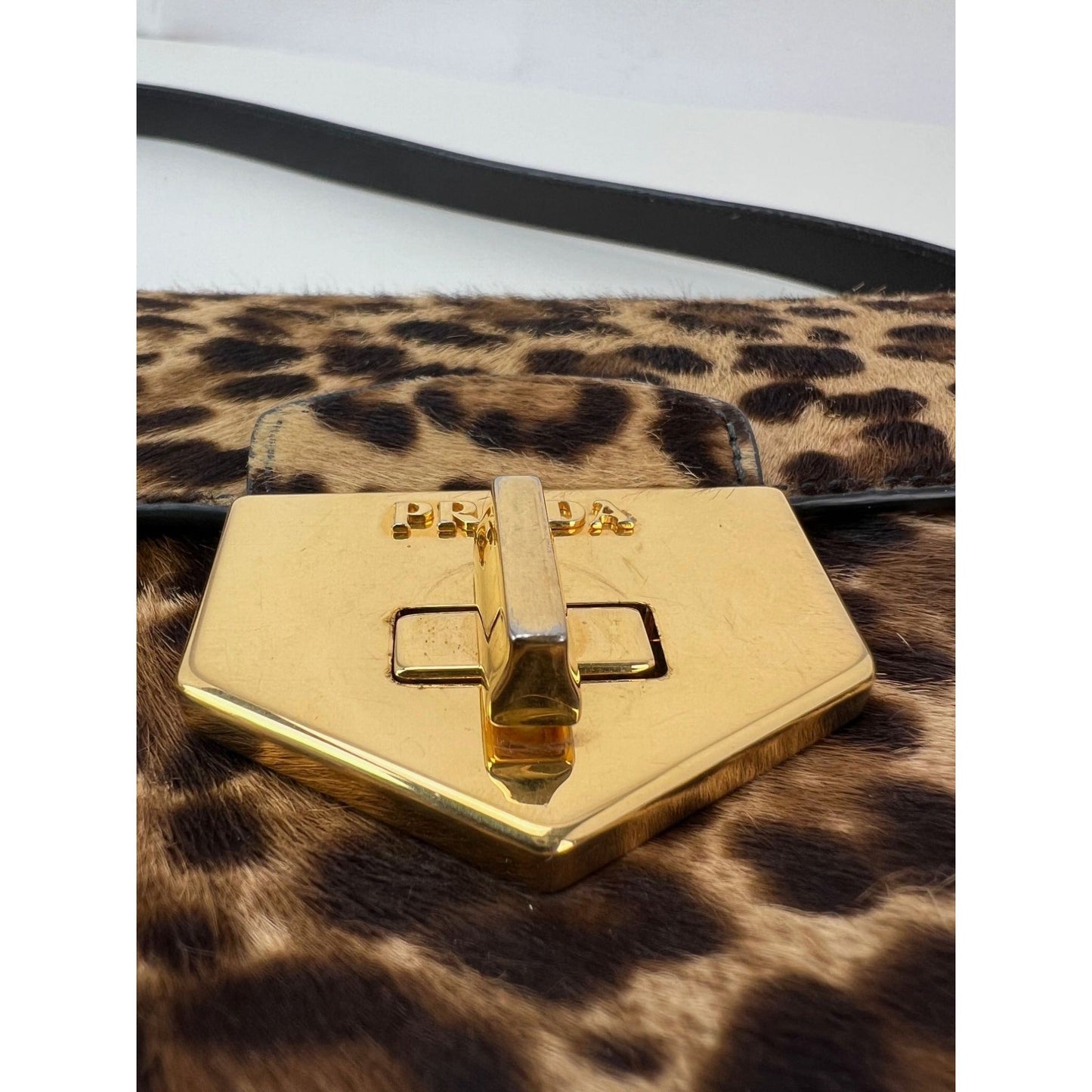 Prada Cavallino Leopard calf Hair Shoulder Bag