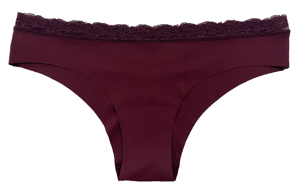 Laser Cut Rib Cheeky with Lace Waist, XS-2X
