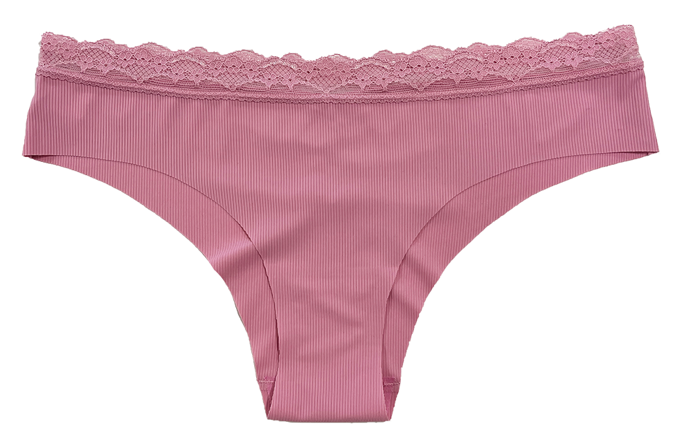 Laser Cut Rib Cheeky with Lace Waist, XS-2X