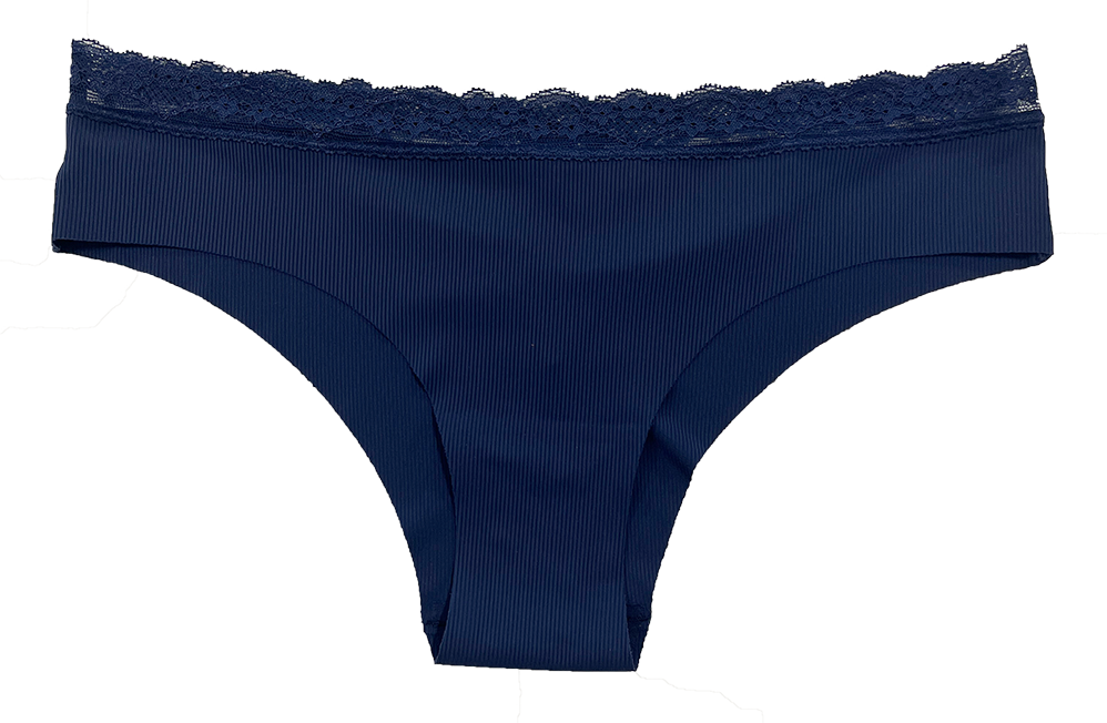 Laser Cut Rib Cheeky with Lace Waist, XS-2X