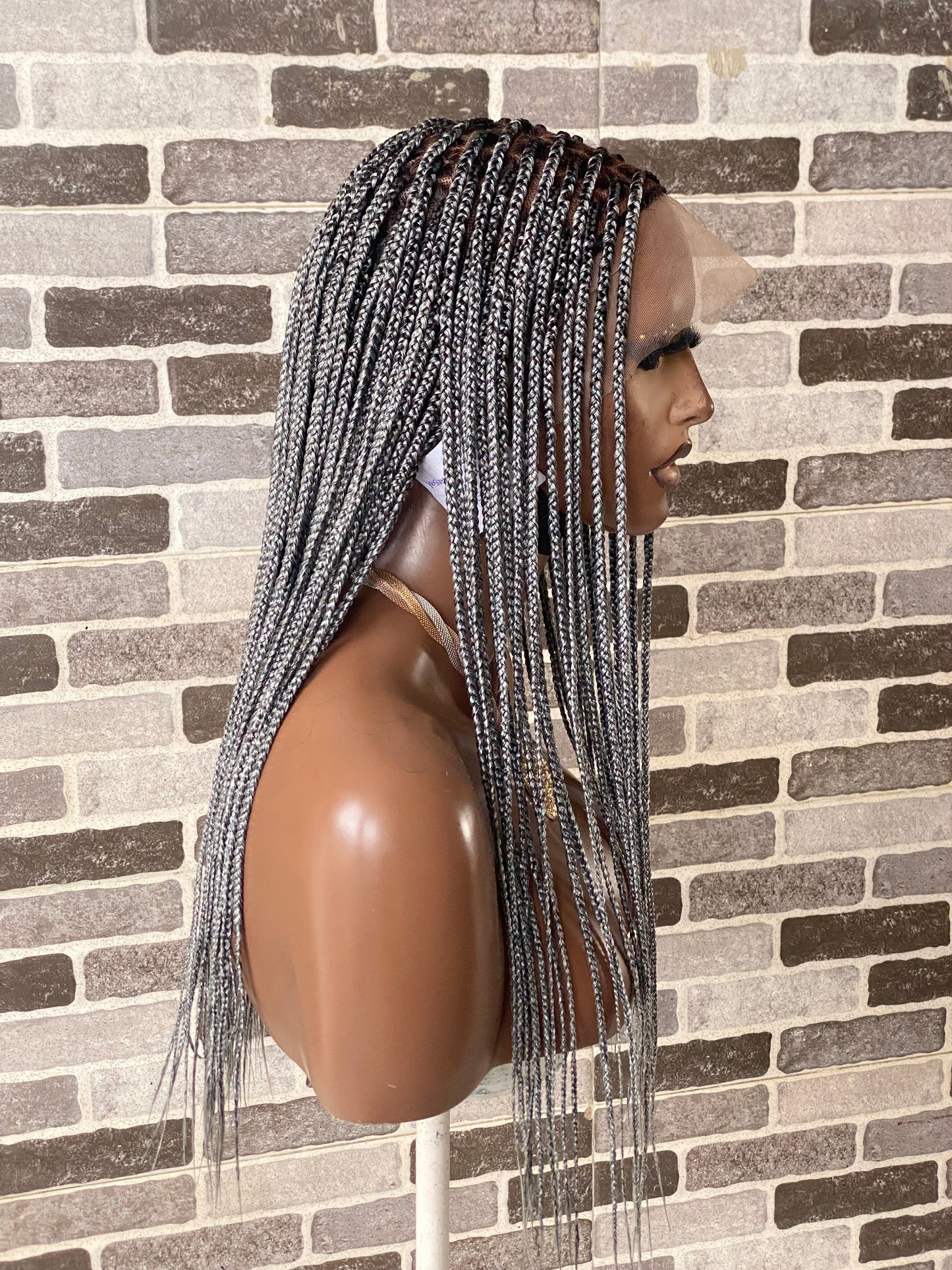 Knotless (Salt and pepper) Full lace wig