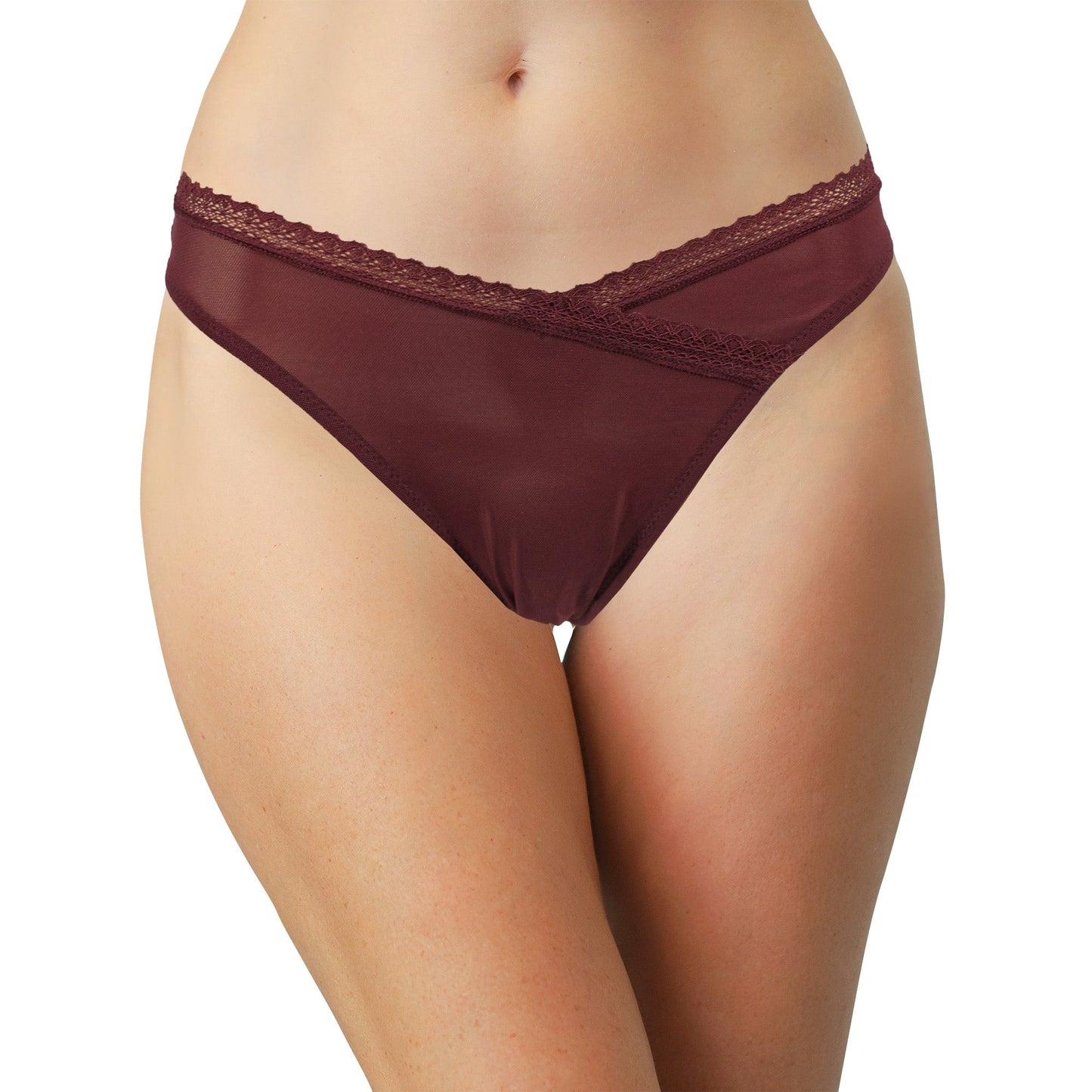 V-Front Mesh Cheeky with Lace, XS-2X