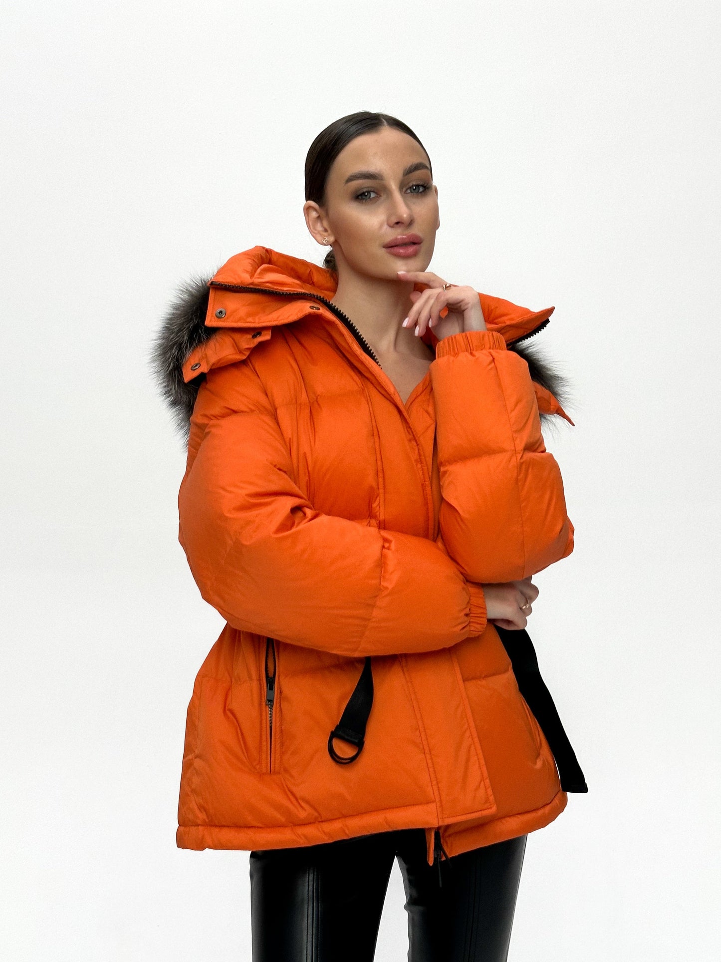 Veste en duvet de renard argenté véritable