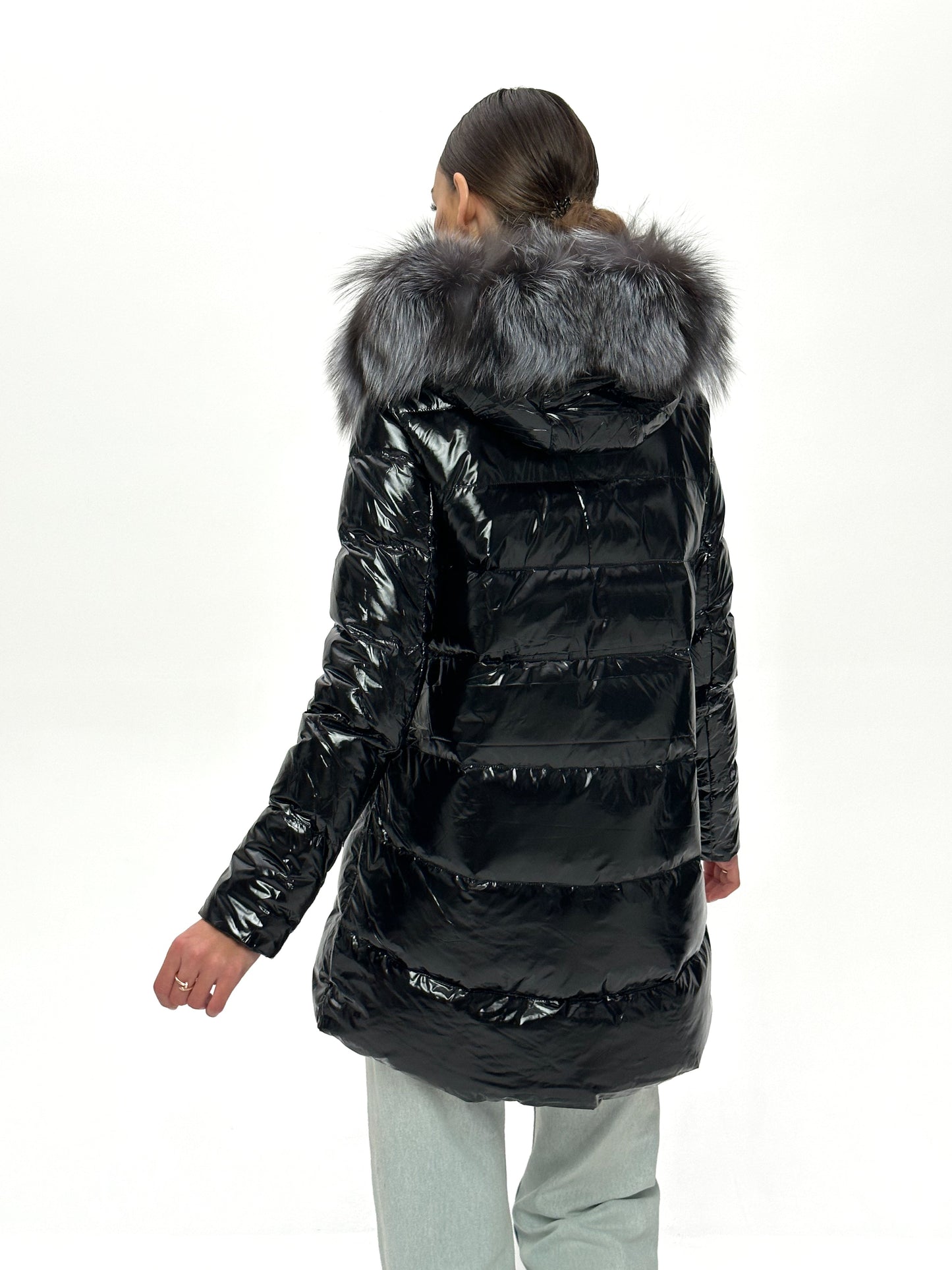 Onyx Genuine Silver Fox Fur Down Parka