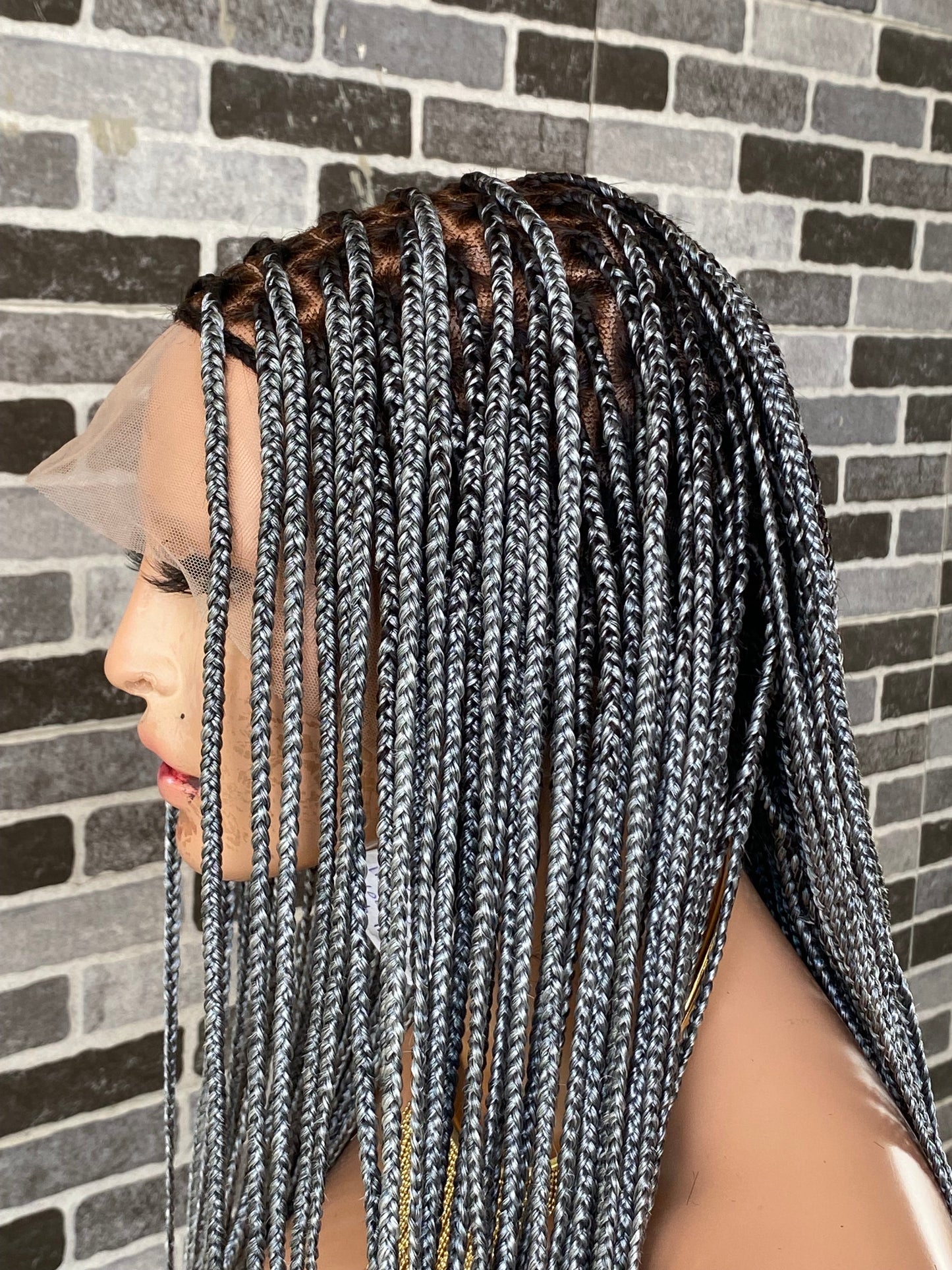 Knotless (Salt and pepper) Full lace wig