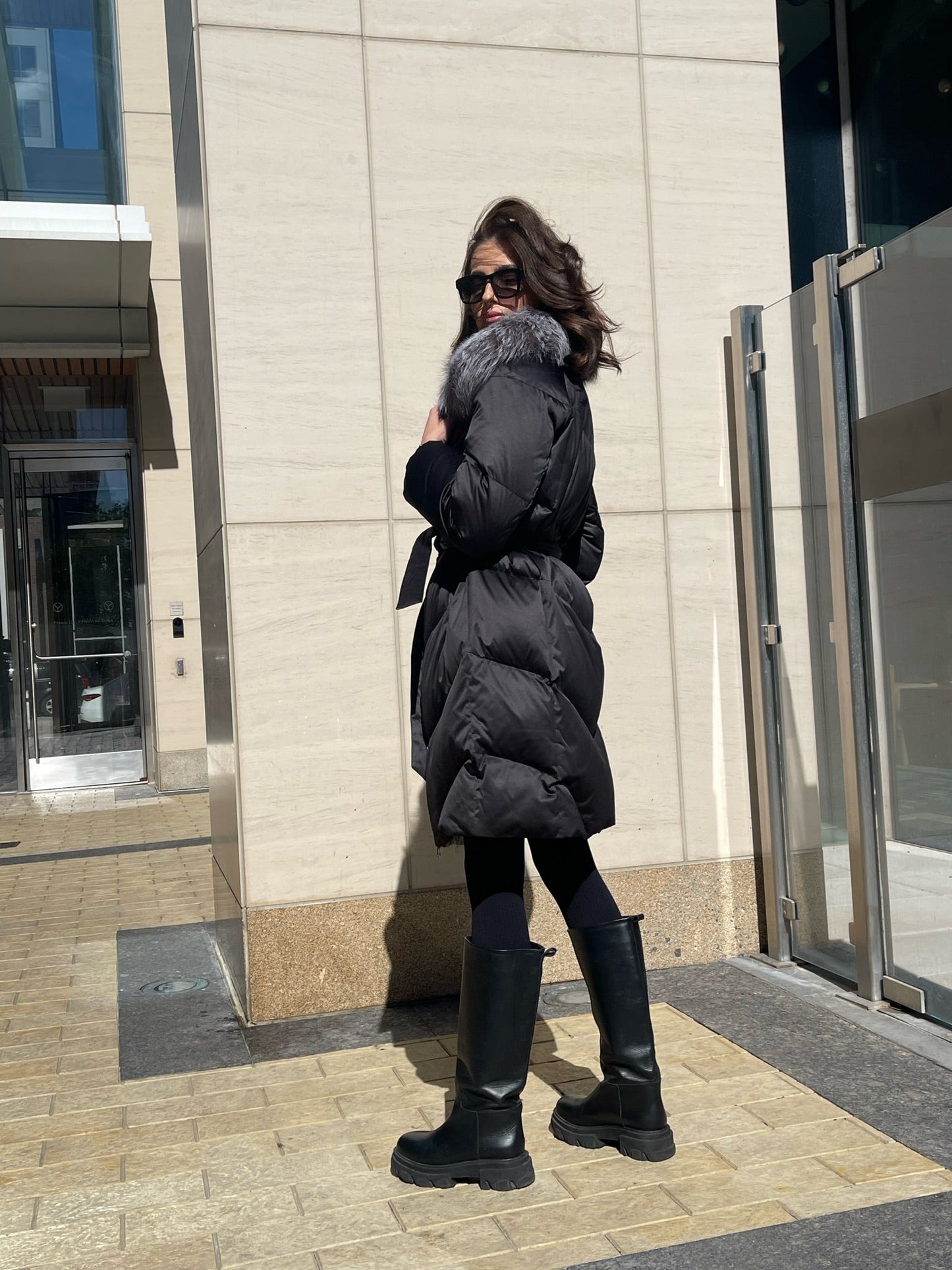 Parka en duvet de renard argenté véritable Amandine