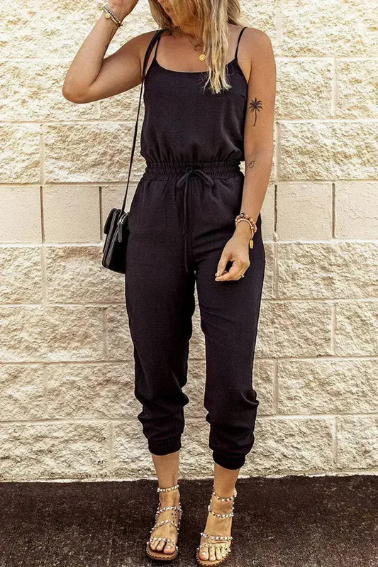 Black High-Waist Jumpsuit – Slim Fit w/ Pockets | Casual & Chic