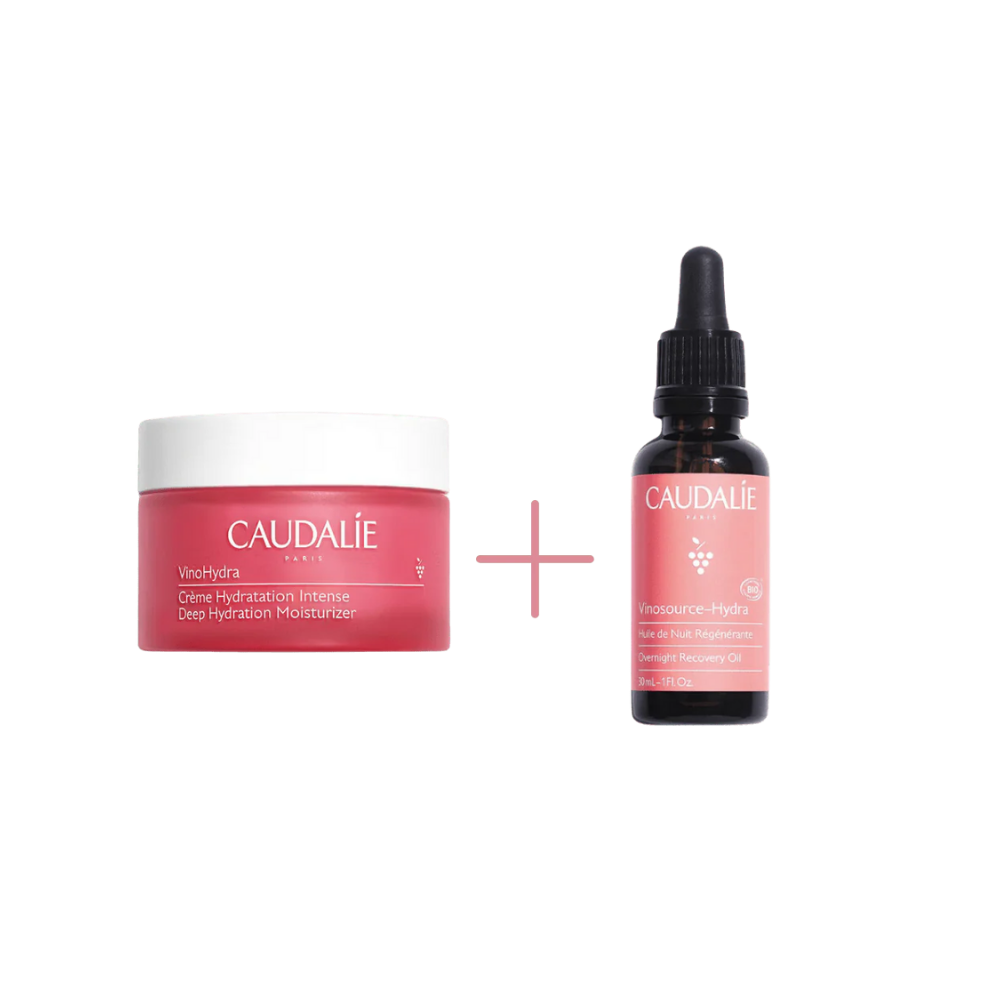 Caudalie VinoHydra Crème de Soin Hydratante Intensive 50 ml + Caudalie Vinosource Hydra Huile Réparatrice Nuit 30 ml