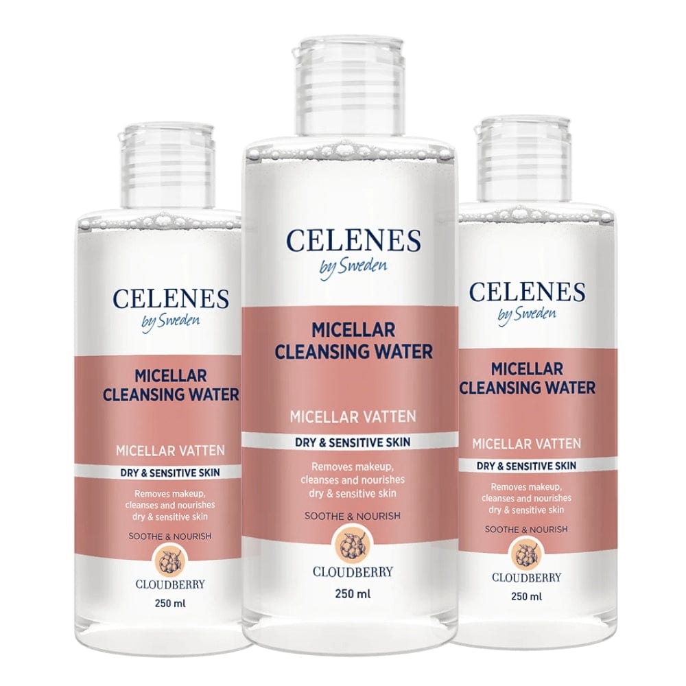 Celenes by Sweden Eau Micellaire Nettoyante à la Mûre des Alpes 250 ml - Lot de 3