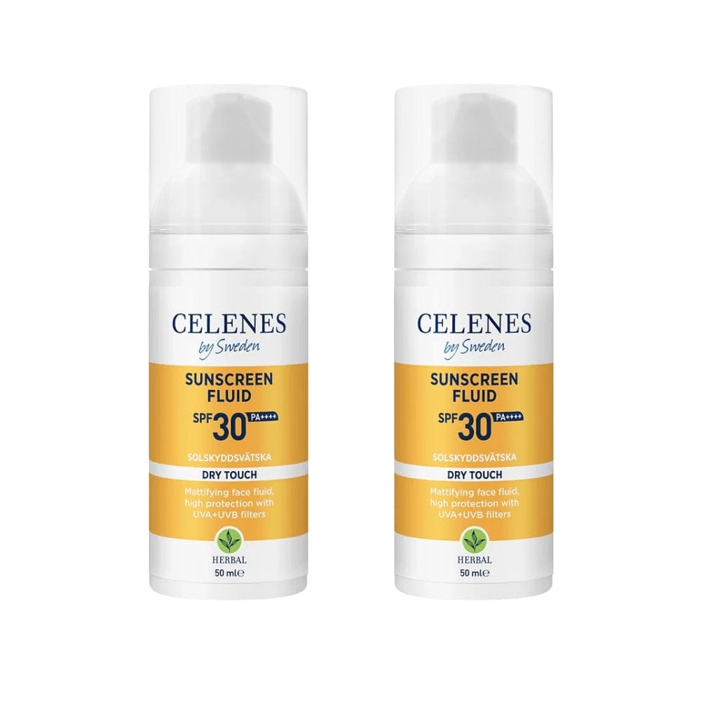Celenes by Sweden Crème Solaire Fluide Toucher Sec aux Herbes Spf 30 50 ml - Lot de 2