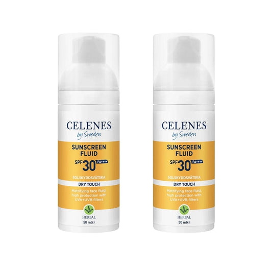 Celenes by Sweden Crème Solaire Fluide Toucher Sec aux Herbes Spf 30 50 ml - Lot de 2