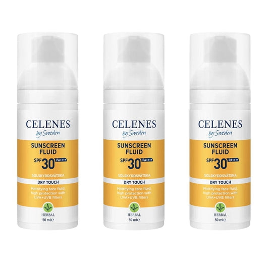 Celenes by Sweden Herbal Sunscreen Dry Touch Fluid Spf 30 50 ml / 1.7 fl oz -3 Pack