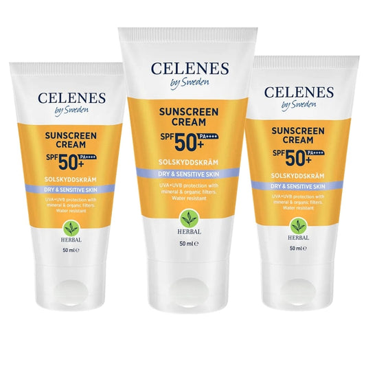 Celenes by Sweden Herbal Sunscreen Face Cream Spf 50 Dry / Sensitive 50 ml / 1.7 fl oz -3 Pack