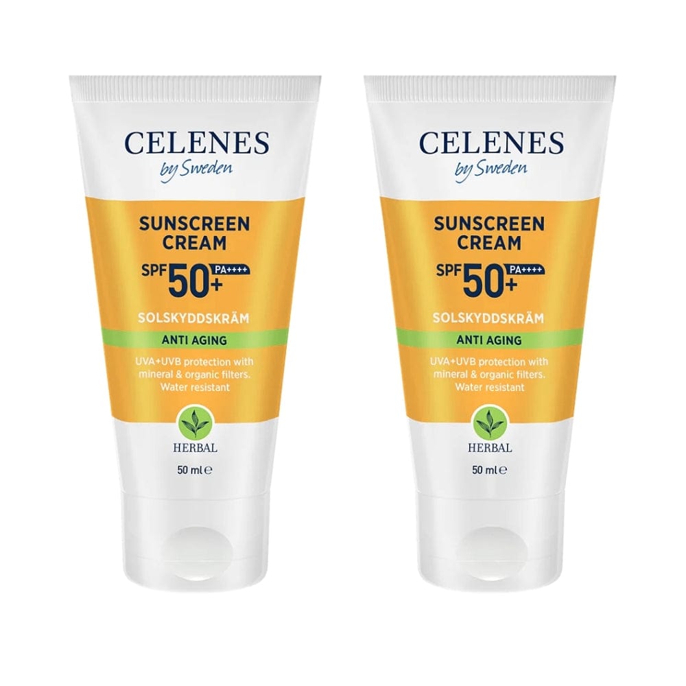 Crème solaire visage aux herbes Celenes by Sweden SPF 50 anti-âge, 50 ml (lot de 2)
