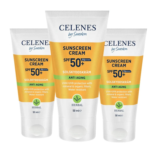 Celenes by Sweden Herbal Sunscreen Face Cream Spf Anti Aging 50 Spf  50 ml / 1.7 fl oz -3 Pack