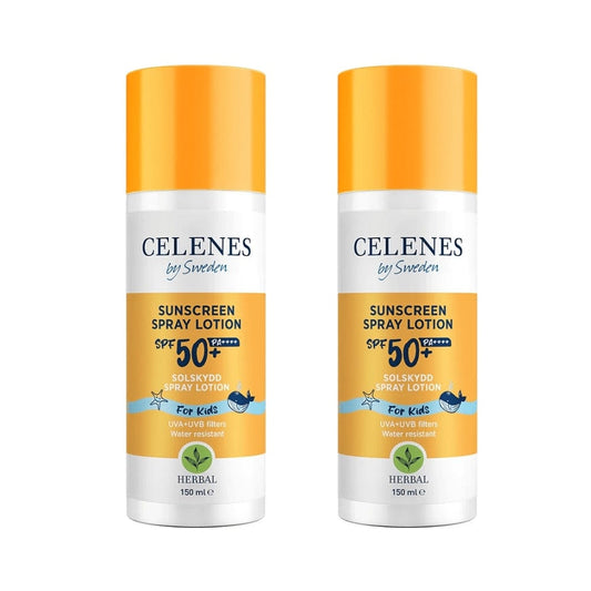 Lotion solaire en spray aux herbes Celenes by Sweden pour enfants, 50 FPS, 150 ml (lot de 2)