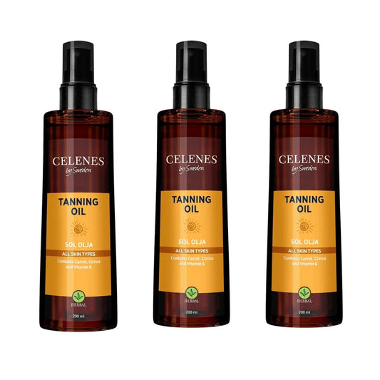 Celenes by Sweden Herbal Tanning Oil 200 ml / 6.8 fl oz -3 Pack