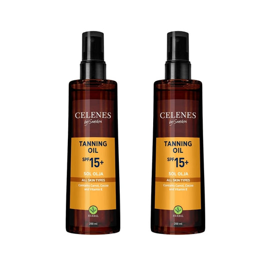 Celenes by Sweden Herbal Tanning Oil Spf 15+ 200 ml / 6.8 fl oz -2 Pack