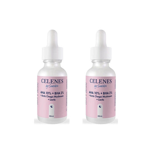 Celenes by Sweden Rena AHA 10% + BHA 2% + Arctic Chaga Mushroom + Lactic 30 ml-2 Pack