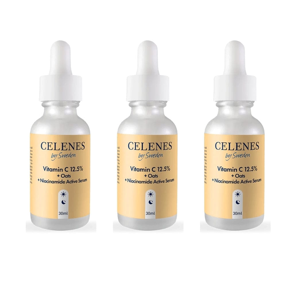 Celenes by Sweden Rena Vitamin C 12.5% + Oats + Niacinamide Active Serum 30 ml -3 Pack
