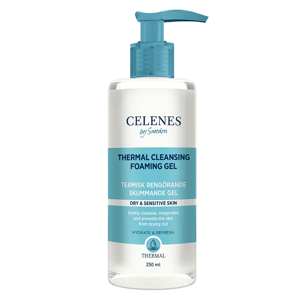 Gel moussant nettoyant thermal Celenes by Sweden pour peaux sèches et sensibles, 250 ml