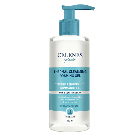 Gel moussant nettoyant thermal Celenes by Sweden pour peaux sèches et sensibles, 250 ml