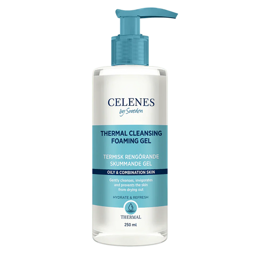 Gel moussant nettoyant thermal Celenes by Sweden pour peaux grasses et mixtes, 250 ml