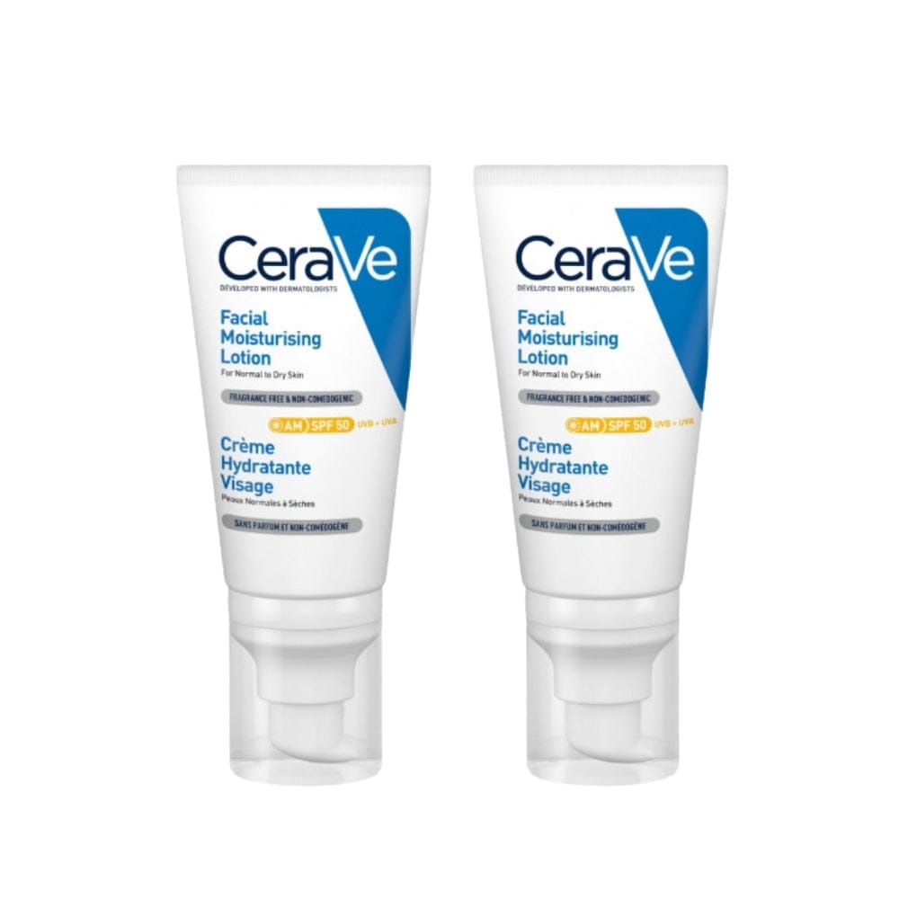 Lotion hydratante visage Cerave SPF 50 52 ml - Lot de 2