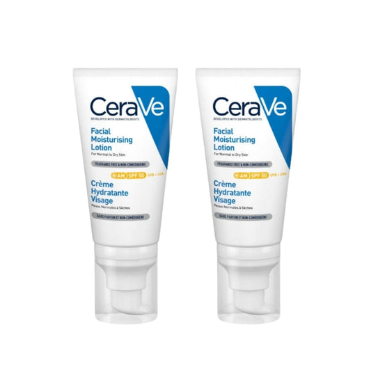 Lotion hydratante visage Cerave SPF 50 52 ml - Lot de 2