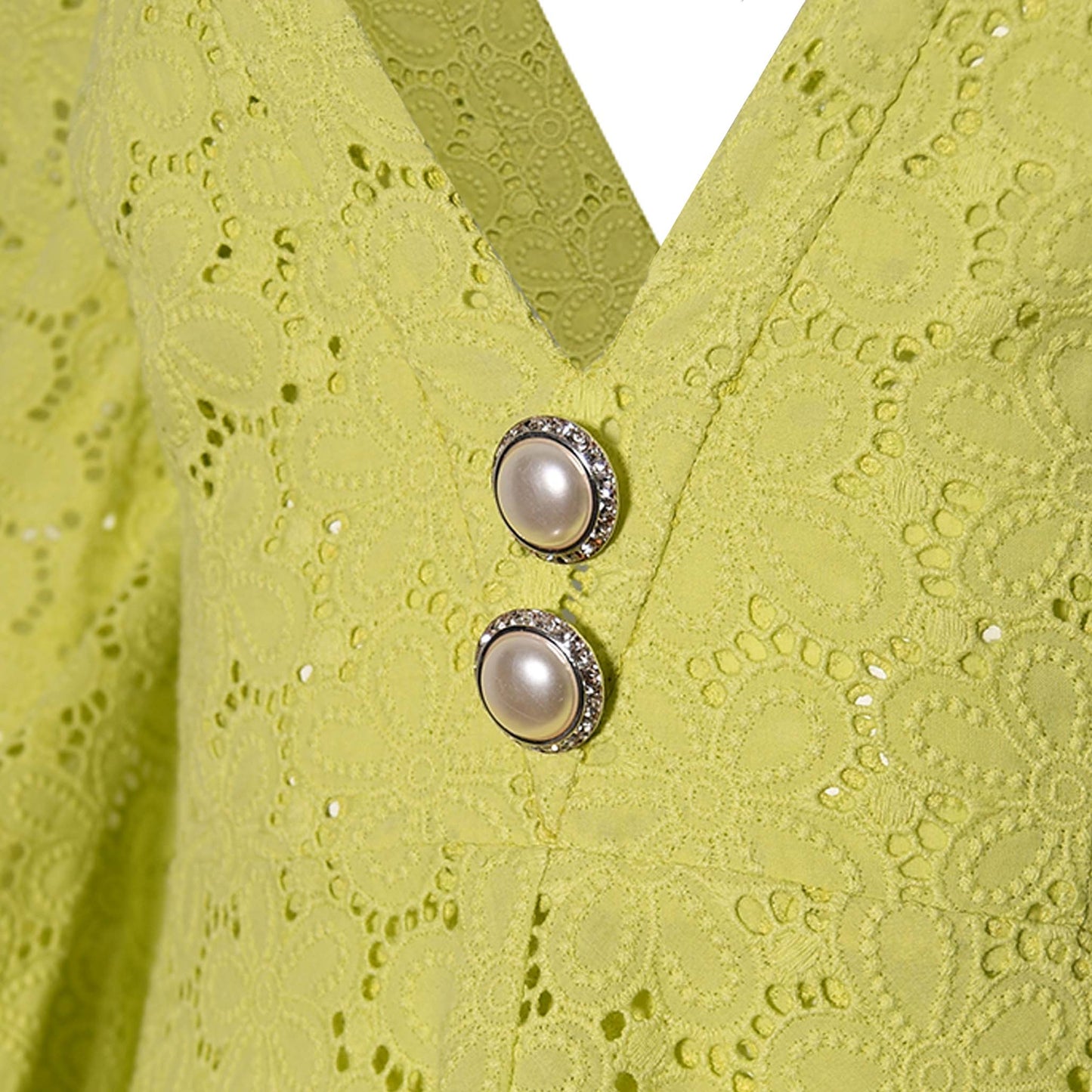 Verna Lime Green Eyelet Long Dress