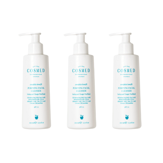 Cosmed Complete Benefit Gel nettoyant purifiant pour le visage pour peaux grasses à tendance acnéique 200 ml Lot de 3
