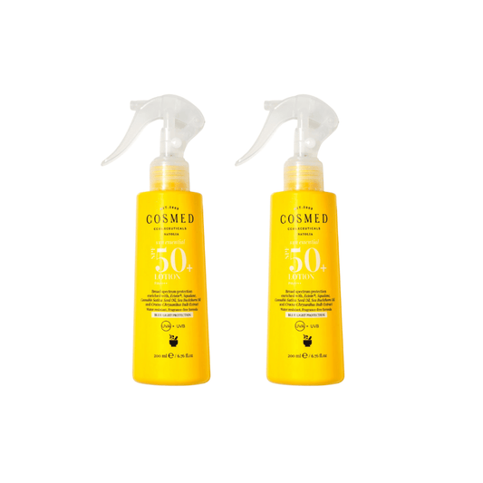 Cosmed Sun Essential Lotion SPF 50, format familial, spray solaire visage et corps, pour tous types de peau, 200 ml, lot de 2