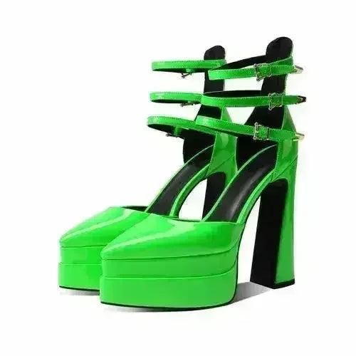 Pointed Toe High Heel Hollow Sandals - 14.5cm Platform Pumps | Femstylo