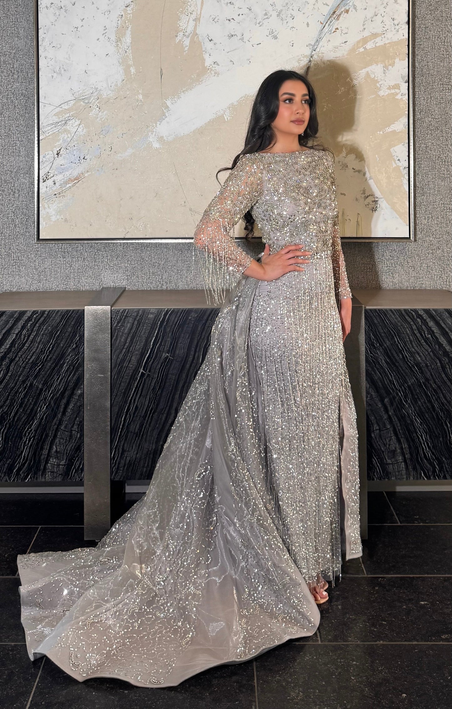 Aleya Beaded Detachable Embellished Sequin Overskirt (Dress Not Included)