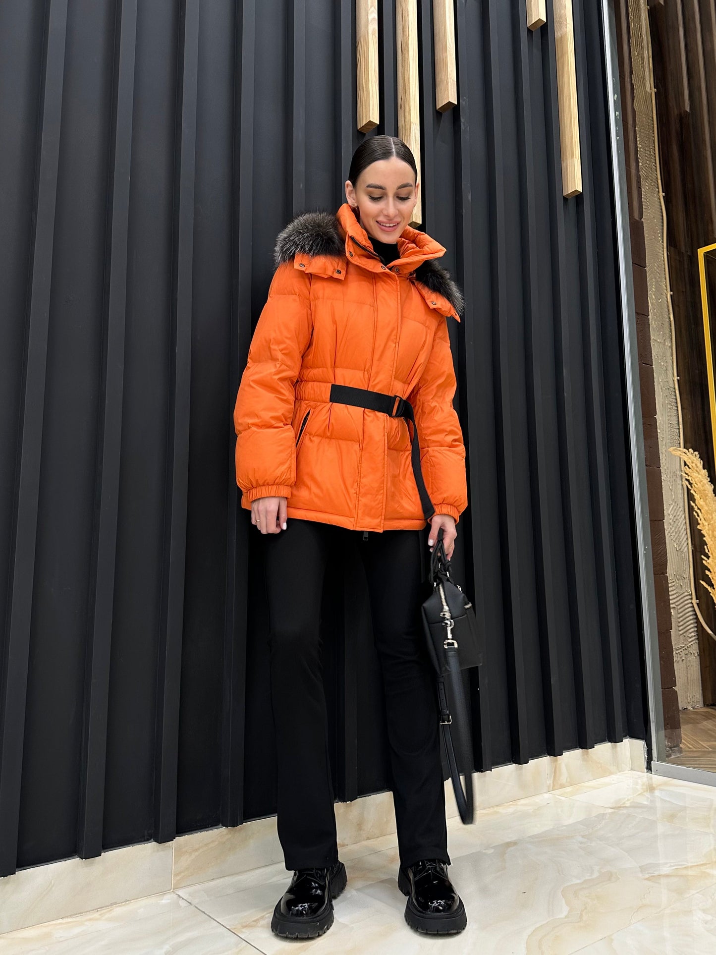 Veste en duvet de renard argenté véritable