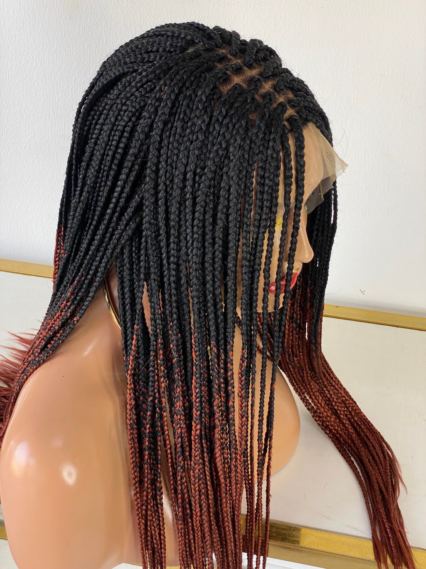 Ready To Ship Box Braid - 4 by 4 Closure Ombré