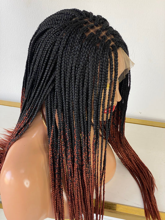 Ready To Ship Box Braid - 4 by 4 Closure Ombré