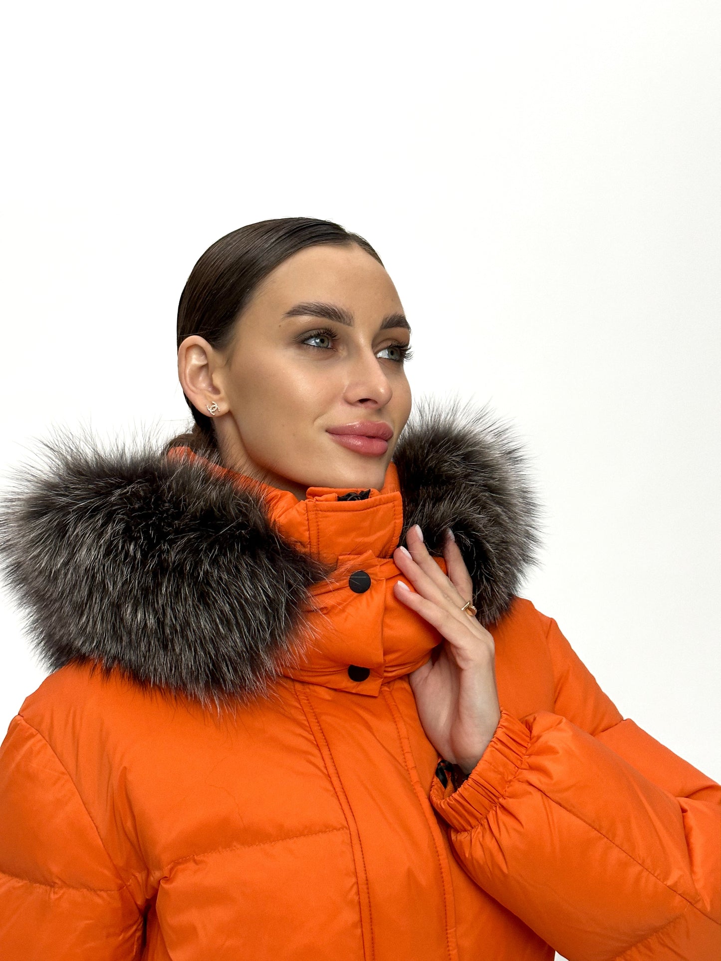 Veste en duvet de renard argenté véritable