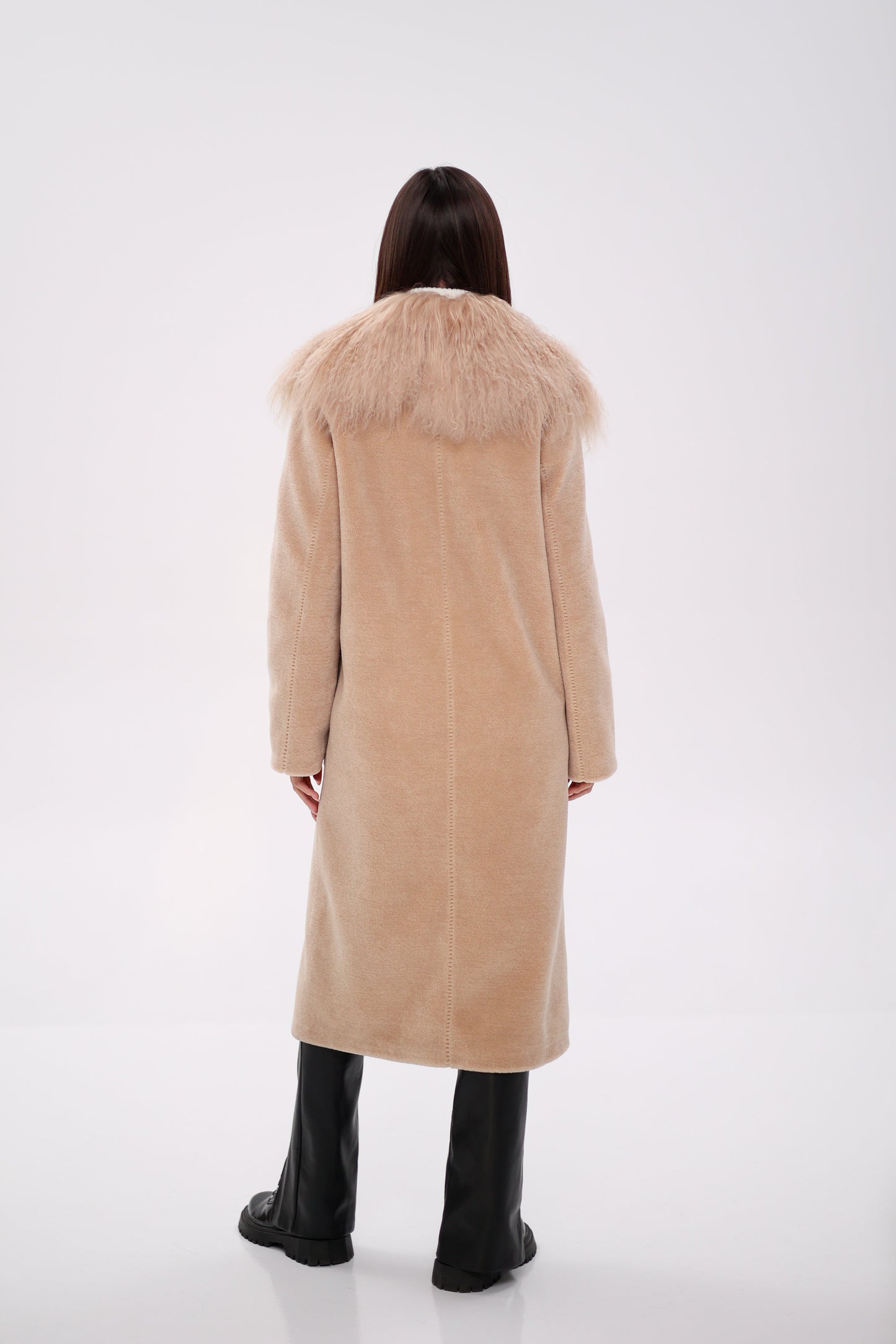 Genuine Lama Fur Virgin Wool Coat