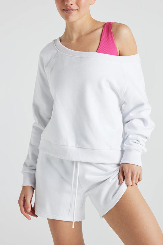 Off Shoulder Sweatshirt in White